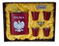 Piersiówki - Czerwona Piersiówka z Kieliszkami Polska Godło - miniaturka - grafika 1