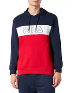 Bluzy męskie - FILA Męska bluza z kapturem Seymour Blocked Logo Black Iris-True Red-Bright White, XL, Black Iris-true Red-Bright White, XL - miniaturka - grafika 1