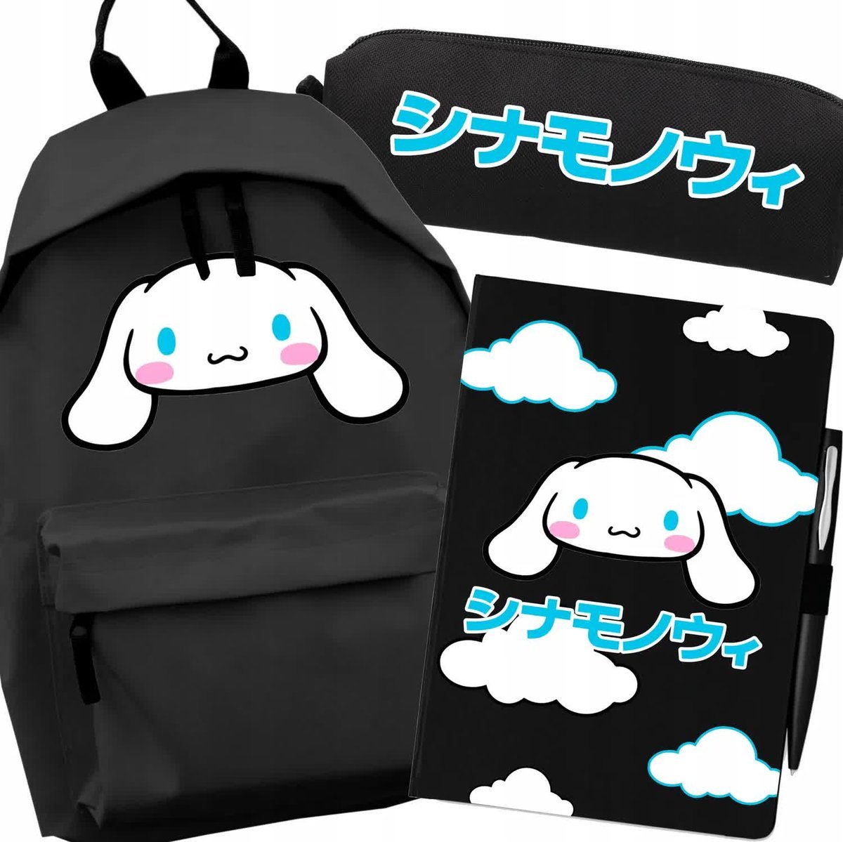 ZESTAW Szkolny 3w1 Wyprawka Do Szkoły Plecak Piórnik Notes CINNAMOROLL
