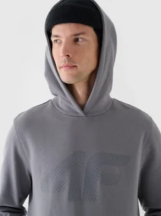 Męska bluza dresowa nierozpinana z kapturem 4F 4FWMM00TSWSM1766 - szara - Bluzy sportowe męskie - miniaturka - grafika 1