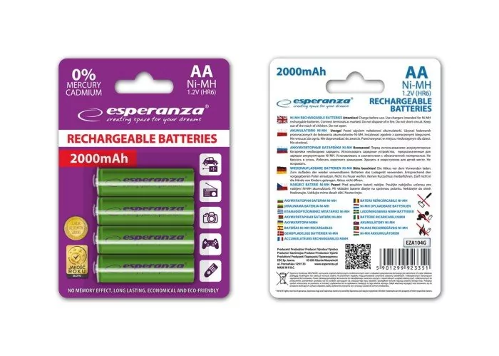 Akumulatorki Ni-MH AA 2000mah 4szt. - Zielone