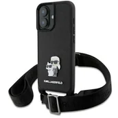 Etui i futerały do telefonów - Etui KARL LAGERFELD Saffiano Karl&Choupette Metal Pin CBDY Strap do Apple iPhone 16 Czarny | Bezpłatny transport - miniaturka - grafika 1