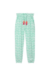 Spodnie i spodenki dla dziewczynek - Luźne spodnie dziewczęce haremki zielone z wiskozy - grafika 1