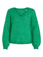 Swetry damskie - Vila Damski sweter VIJAMINA REV V-Neck L/S Knit TOP-NOOS dzianinowy sweter Kelly Green/Szczegóły: melanż, M, Zielony Kelly/Szczegóły: melanż, M - miniaturka - grafika 1