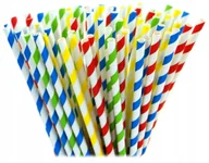 Inne urządzenia gastronomiczne - Eko Patyczki Słomki 20cm 8mm do Waty Cukrowej Paski Mix Kolorów 8szt. - miniaturka - grafika 1