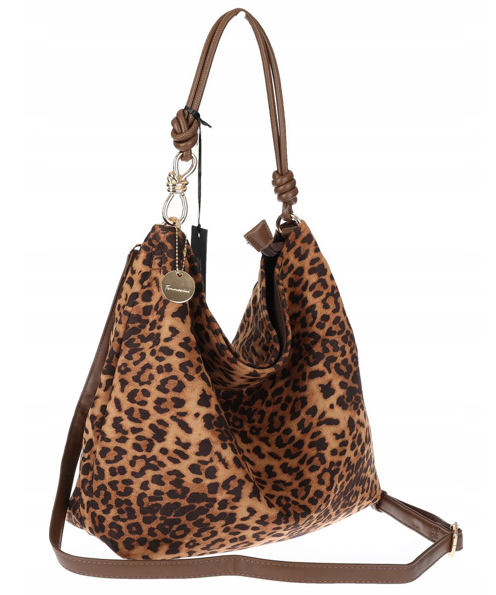 Tommasini zamszowa Torebka Damska w Panterkę Listonoszka Worek 3573 Brązowa