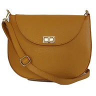 Torebki damskie - Włoska skórzana listonoszka podkówka Vera Pelle , pojemna złote okucia Camel VPP38C - miniaturka - grafika 1