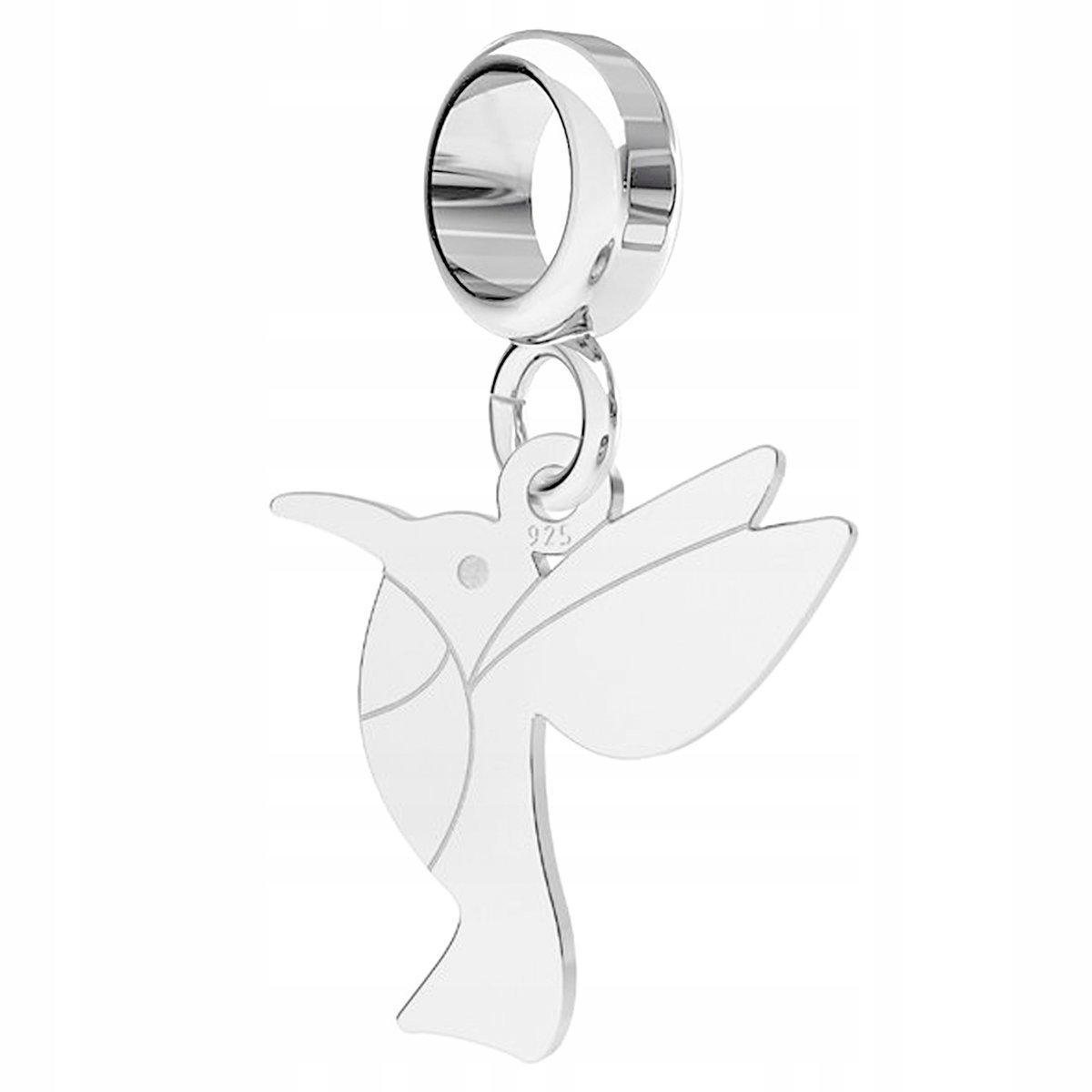 Charms Srebrny Blaszka z Kolibrem Ptak Ptaszek Koliber Jaskółka SREBRO 925