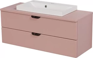 Szafka łazienkowa pudrowy róż z umywalką nablatową czarny uchwyt 100 cm Magnolia Gante - Szafki łazienkowe - miniaturka - grafika 1