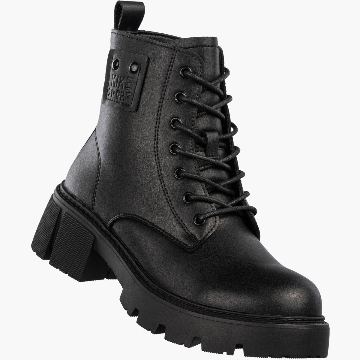 Trapery Damskie Skórzane Buty Zimowe Botki Ocieplane Trzewiki Czarne Cambell Czarny 36