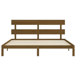 Rama łóżka z wezgłowiem, miodowy brąz, 200x200 cm, lite drewno Lumarko! - Łóżka - miniaturka - grafika 5