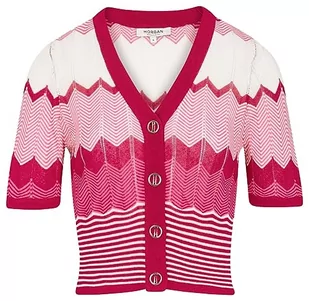 Morgan damski sweter z krótkim rękawem z nadrukiem szewronu MRAYA ciemnoróżowy TXL, Piwonia, XL - Swetry damskie - miniaturka - grafika 1