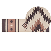 Dywany - Dywan bawełniany kilim 80 x 300 cm beżowo-brązowy ARAGATS - miniaturka - grafika 1