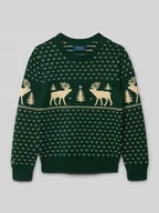 Swetry dla chłopców - Sweter z dzianiny z prążkowanymi wykończeniami - miniaturka - grafika 1