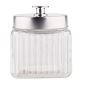 Pojemniki kuchenne - Lumarko Pojemnik Szklany Kwadratowy Z Pokrywką W Kolorze Srebra 850ML Dek.relief - miniaturka - grafika 1