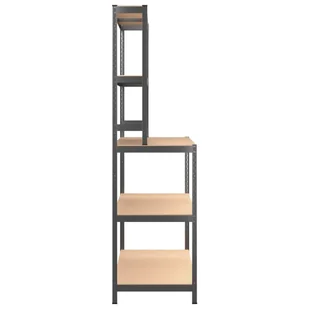 Stół roboczy z półkami antracyt stal i materiał drewnopochodny - Szafy i regały magazynowe - miniaturka - grafika 6