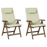 Fotele i krzesła ogrodowe - BELIANI Zestaw 2 krzeseł ogrodowych z poduszkami AMANTEA PREMIUM Drewno akacjowe Zielony - miniaturka - grafika 1