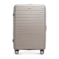 Walizki - Duża walizka z polipropylenu z błyszczącymi paskami - miniaturka - grafika 1