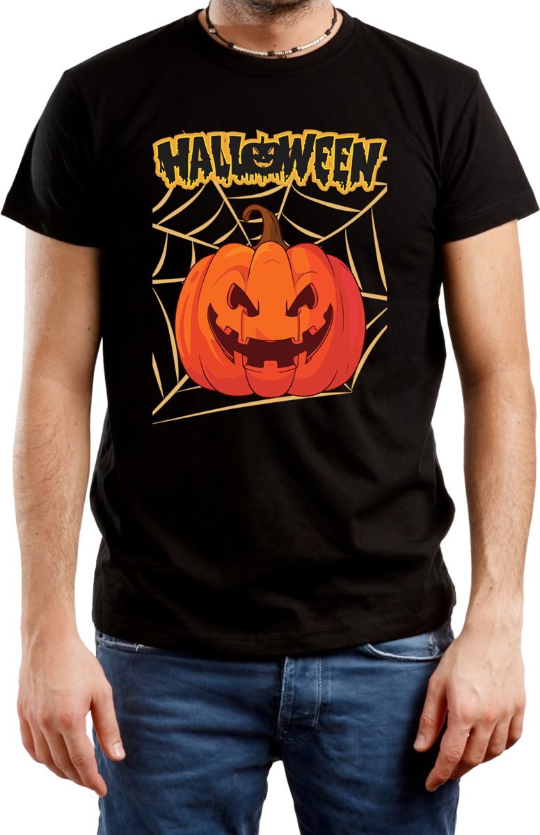Helloween Koszulka Męska z Nadrukiem Dynia T-shirt Bawełniany R-L A715