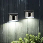 Lampy ogrodowe - Lampa solarna ścienna srebrna - miniaturka - grafika 1
