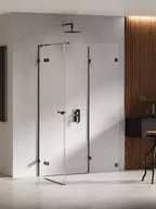 Kabiny prysznicowe - New Trendy Czarna kabina przyścienna z bocznym wejściem 100x80 EXK-6276 Eventa Black Chrome - miniaturka - grafika 1