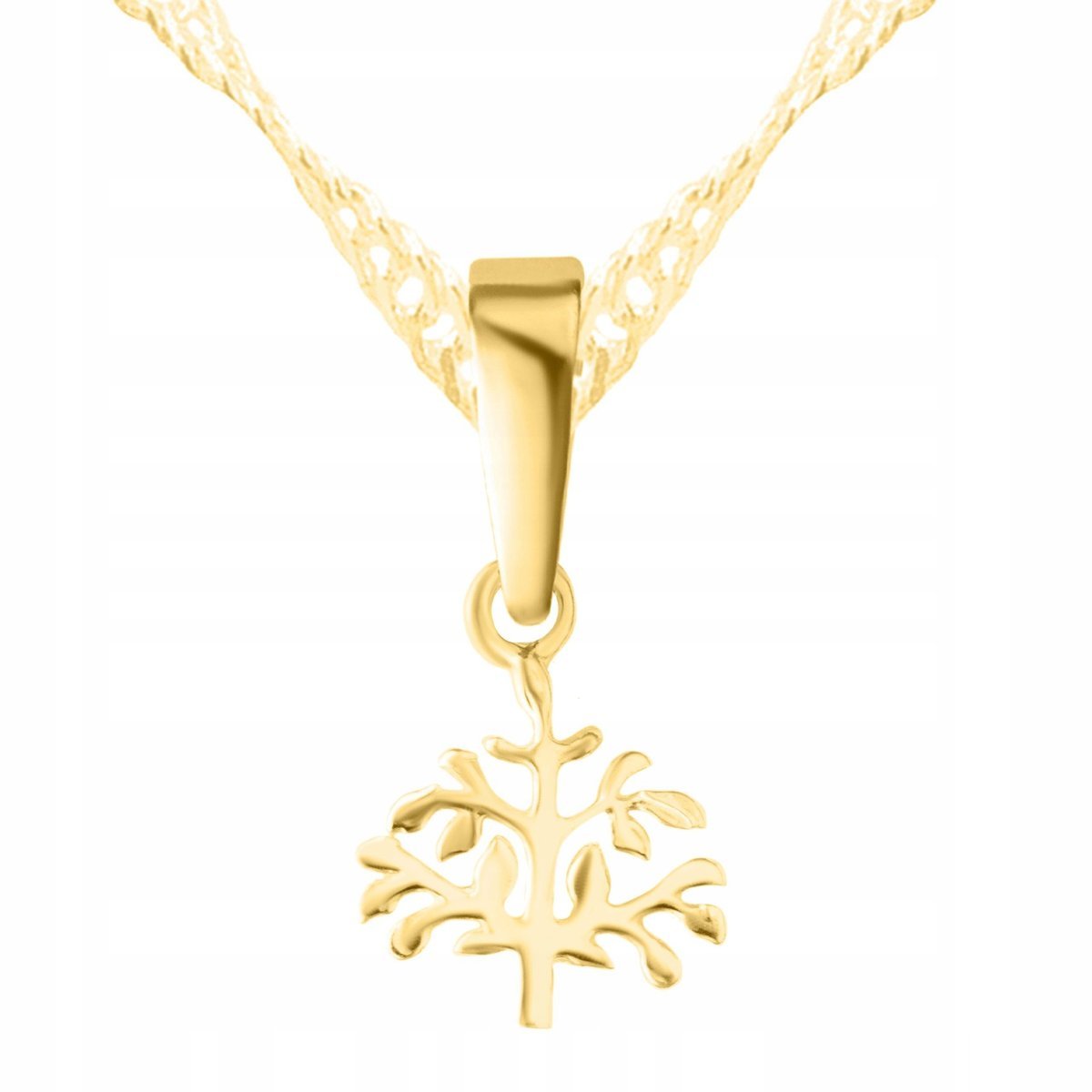 Złoty Naszyjnik z Drzewkiem Szczęścia Drzewo Drzewko Życia Tree SREBRO 925