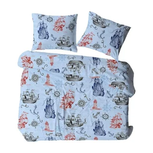 Poszewka z kory 40x40 niebieska wielokolorowa marynarska Bielawa KARO - Poszewki na poduszki - miniaturka - grafika 1