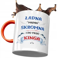 Kubki - Kubek Pomarańczowy Dla Kingi Koleżanki na Prezent z Nadrukiem ze Zdjęciem+ Opakowanie na prezent (wzór 01) - miniaturka - grafika 1