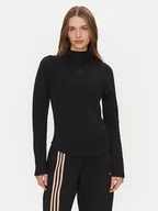 Bluzki damskie - adidas Bluzka Structured Interlock JJ0937 Czarny Slim Fit - miniaturka - grafika 1