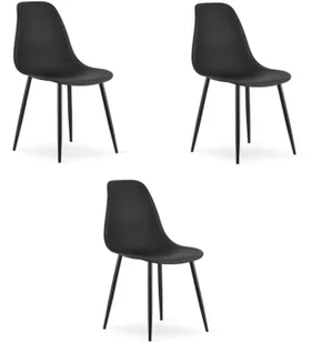 Krzesło skandynawskie czarne WAT zestaw 3 szt. do kuchni biuro loft - Krzesła - miniaturka - grafika 1