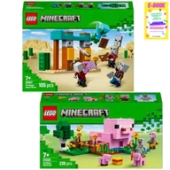 Klocki - LEGO MINECRAFT ZESTAW - PUSTYNNY PATROL ZŁOSADNIKÓW (21267) + DOM PROSIACZKA (21268) + EBOOK - miniaturka - grafika 1