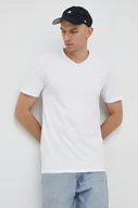 Koszulki męskie - United Colors of Benetton t-shirt bawełniany kolor biały gładki - miniaturka - grafika 1