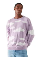 Bluzy męskie - Trendyol Męska bluza z okrągłym dekoltem z nadrukiem krajobrazowym, lila, M, lilia, M - miniaturka - grafika 1