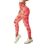 Legginsy - EULLA Leggins Joga Kobieta Spodnie Sportowe Joga Kobiety Legginsy Damskie Fitness Miękkie Elastyczne, 01 Pomarańczowy, L - miniaturka - grafika 1