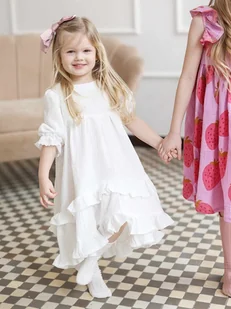 Sukienka muślinowa White Elegant - Sukienki i spódniczki dla dziewczynek - miniaturka - grafika 1