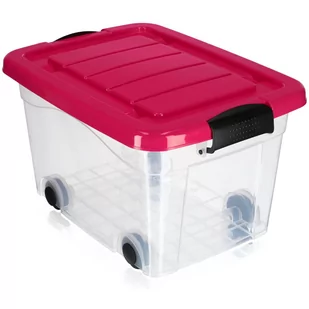 Plastikowy pojemnik na kółkach Vado 20L, różowy - Pudła i pojemniki do przechowywania - miniaturka - grafika 1
