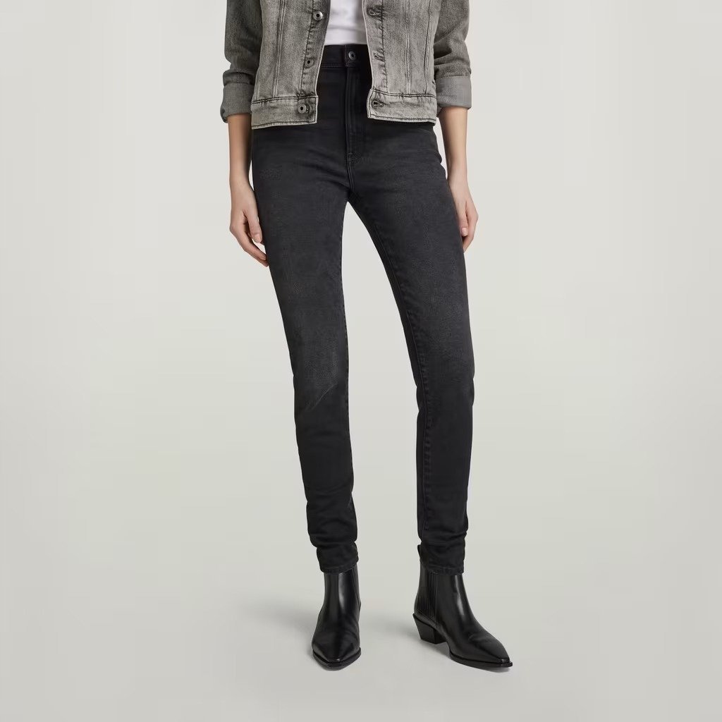 G-STAR RAW CZARNE JEANSY RURKI OBCISŁE WYSOKI STAN BAWEŁNA 26/30 16EA