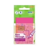 Etykiety samoprzylepne i bloki etykiet - Stickn Notes samoprzylepny 51x76mm przezroczysty 50K róż - miniaturka - grafika 1