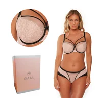 Biustonosze - Biustonosz z haftem Semi-Soft Leonia 1240 półusztywniany perłowy czarny  85B - miniaturka - grafika 1