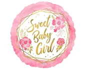 Baby shower i roczek - Balon foliowy Sweet Baby Girl 46cm - miniaturka - grafika 1