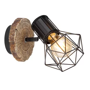 Globo Priska 54017W-1 plafon lampa sufitowa spot 1x60W E27 czarny/drewniany - Lampy sufitowe - miniaturka - grafika 1