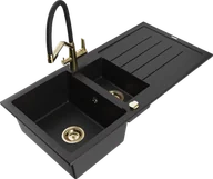 Zlewozmywaki z baterią - Mexen Andres zlewozmywak granitowy 1,5-komorowy z ociekaczem i baterią kuchenną Duo, czarny - 6515-77-671701-57-G - miniaturka - grafika 1