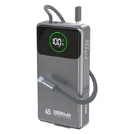 Powerbanki - Powerbank K31 Pro 20000mAh ze zwijanym kablem USB-C 45W - szary - miniaturka - grafika 1