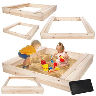 Piaskownica impregnowana 140x140 z ławeczkami AGROWŁÓKNINA eko drewno - Place zabaw Piaskownica impregnowana 140x140 z ławeczkami AGROWŁÓKNINA eko drewno - Place zabaw - miniaturka - grafika 1