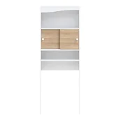 Szafki łazienkowe - Biała szafka w dekorze dębu nad pralkę/WC 64x177 cm Wave – TemaHome - miniaturka - grafika 1