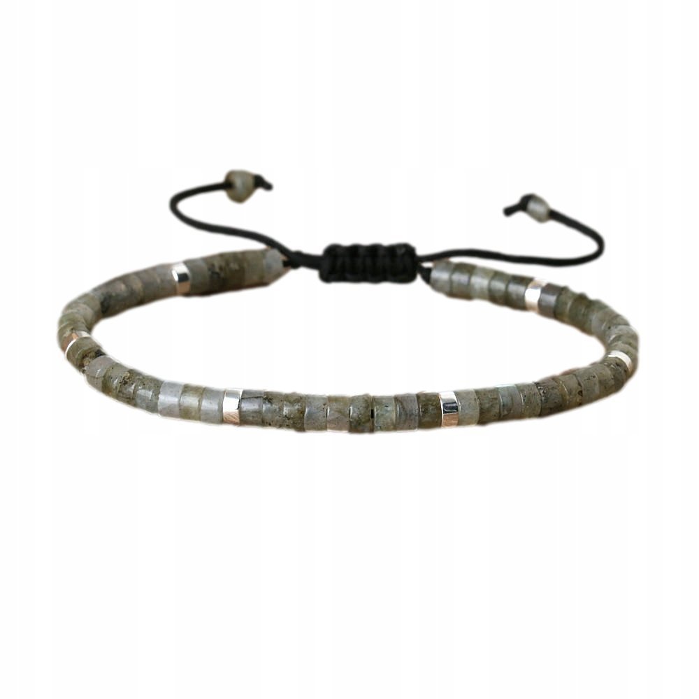 Bransoletka Damska Koraliki Kamień Natural Księżycowy 2 x 4 mm Regulowany