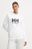 Bluzy damskie - Helly Hansen bluza bawełniana HH LOGO 2.0 damska kolor biały z kapturem 34460 - miniaturka - grafika 1
