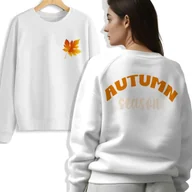 Bluzy damskie - Biała Bluza Dresowa Damska AUTUMN SEASON Jesieny Vibe Dla Jesieniary Rozm S - miniaturka - grafika 1