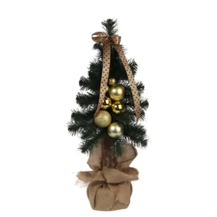 Choinka dekorowana na pniu z kokardą złota 70 cm - Choinki - miniaturka - grafika 1