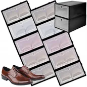 Pokrowce na ubrania - 10x pojemnik PUDEŁKO organizer NA BUTY obuwie szafka regał ZESTAW czarne - miniaturka - grafika 1